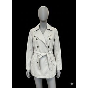 GAP Women Beige Double Breasted Belted Trench Coat Jacket XS